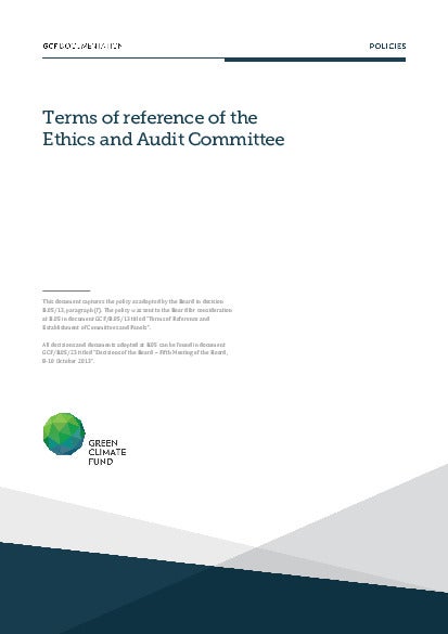 Download Terms of reference of the Ethics and Audit Committee Document cover for Terms of reference of the Ethics and Audit Committee